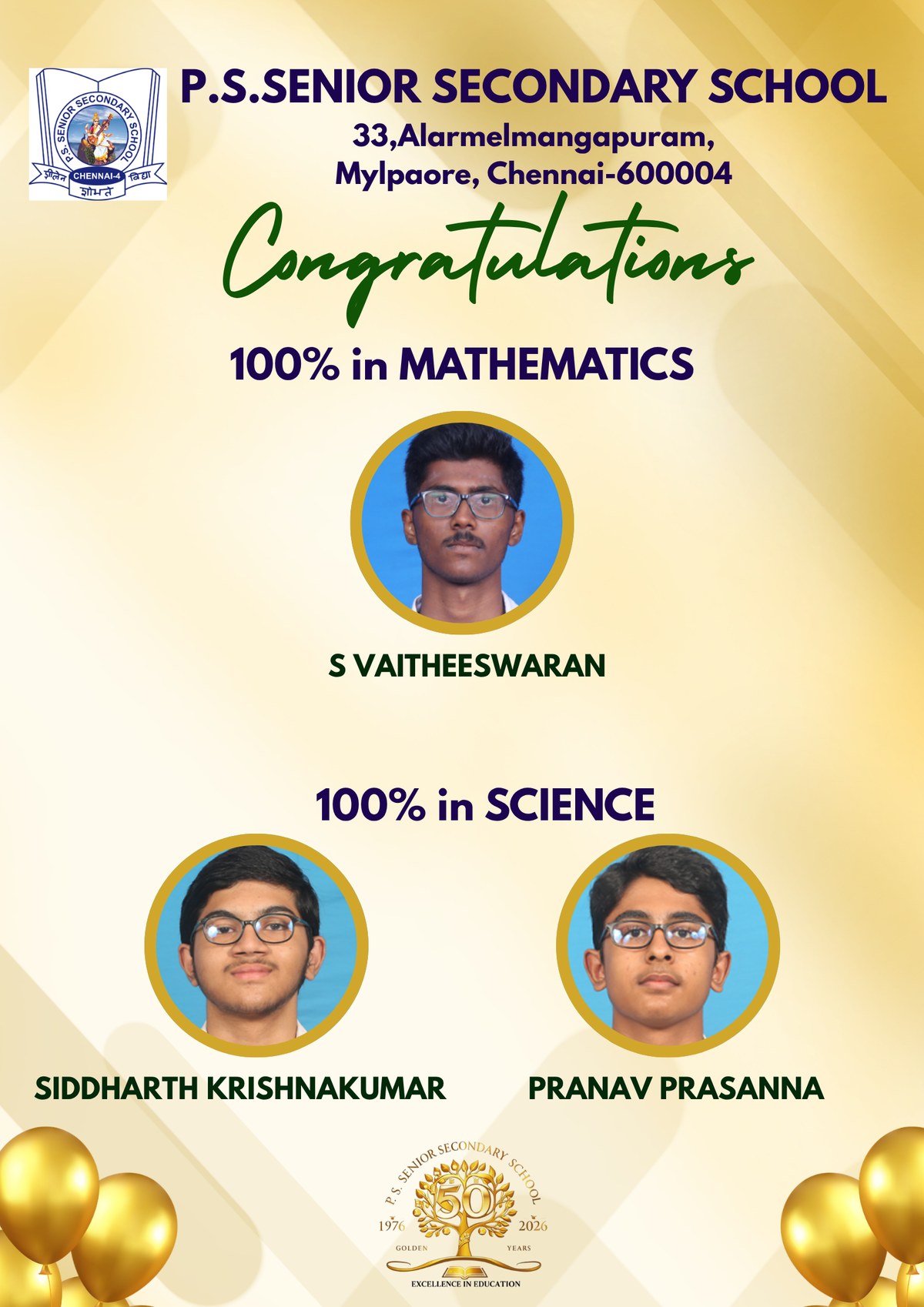 100% in Mathematics and Science